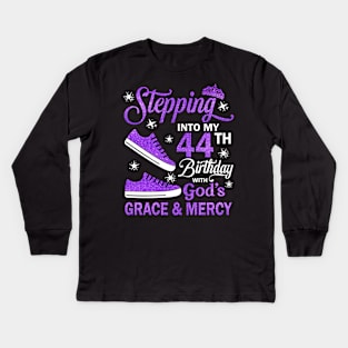 Stepping Into My 44th Birthday With God's Grace & Mercy Bday Kids Long Sleeve T-Shirt